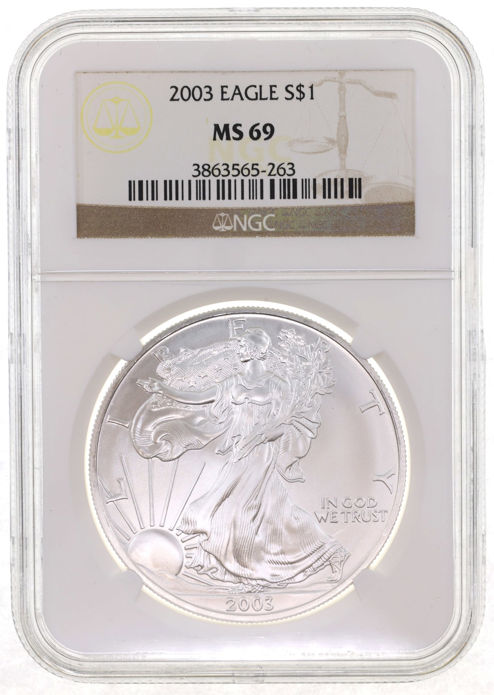 2003 US SILVER EAGLE $1 COIN NGC MS69 (1 of 2)