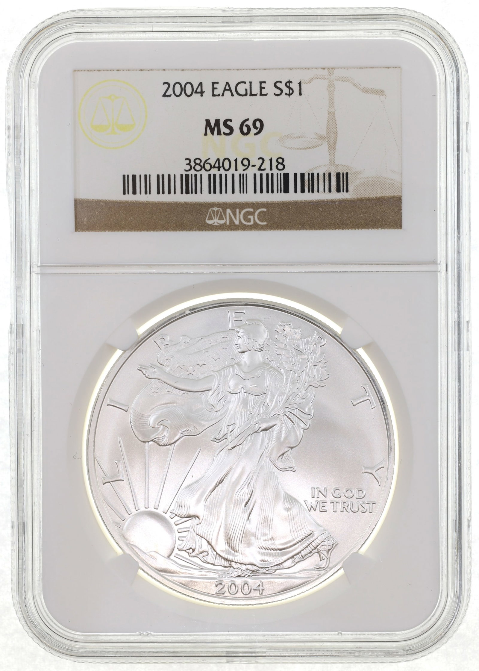 2004 US SILVER EAGLE $1 COIN NGC MS69 (1 of 2)
