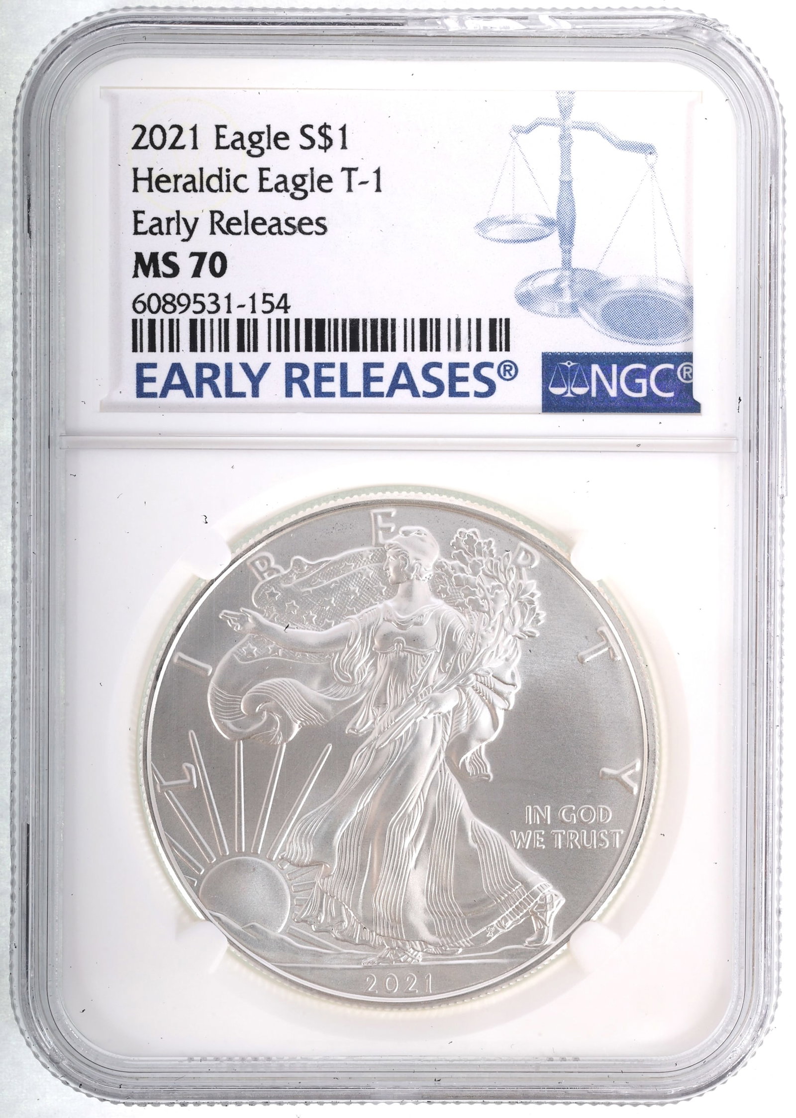 2021 US SILVER EAGLE $1 HERALDIC TYPE 1 COIN NGC MS70 (1 of 2)
