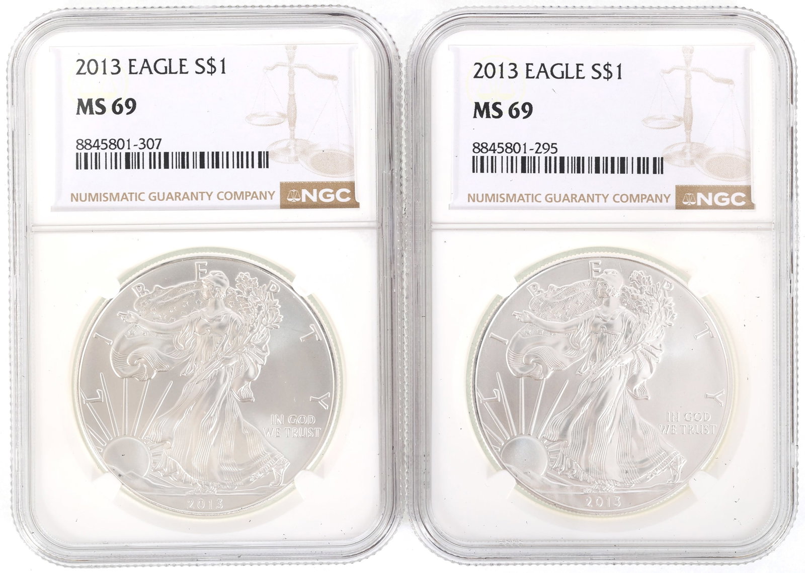 2013 US SILVER EAGLE $1 COINS NGC MS69 (1 of 2)