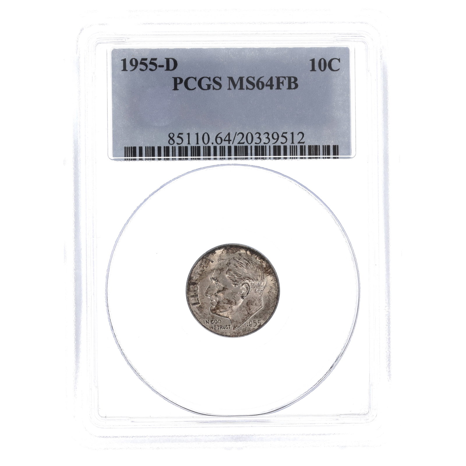1955-D US SILVER ROOSEVELT 10C COIN PCGS MS64FB: 1955-D US SILVER ROOSEVELT 10C COIN PCGS MS64FB PCGS graded 1955-D United States Roosevelt dime 10C silver coin MS64FB IMPORTANT NOTE - PLEASE READ: REGARDING OUR IN-HOUSE SHIPPING & INVOICING Shippin
