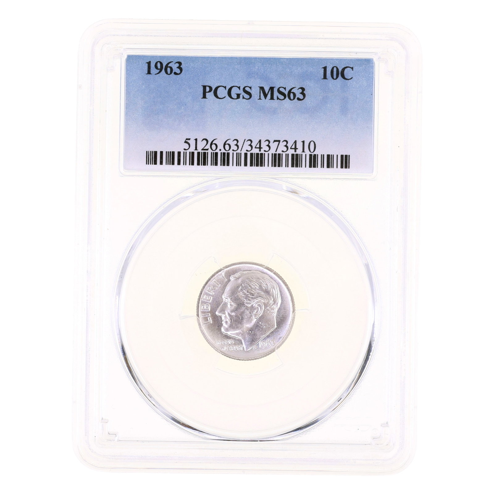 1963 US SILVER ROOSEVELT DIME 10C COIN PCGS MS 63: 1963 US SILVER ROOSEVELT DIME 10C COIN PCGS MS 63 PCGS graded 1963 United States silver Roosevelt dime 10c coin, MS 63. IMPORTANT NOTE - PLEASE READ: REGARDING OUR IN-HOUSE SHIPPING & INVOICING Shippi