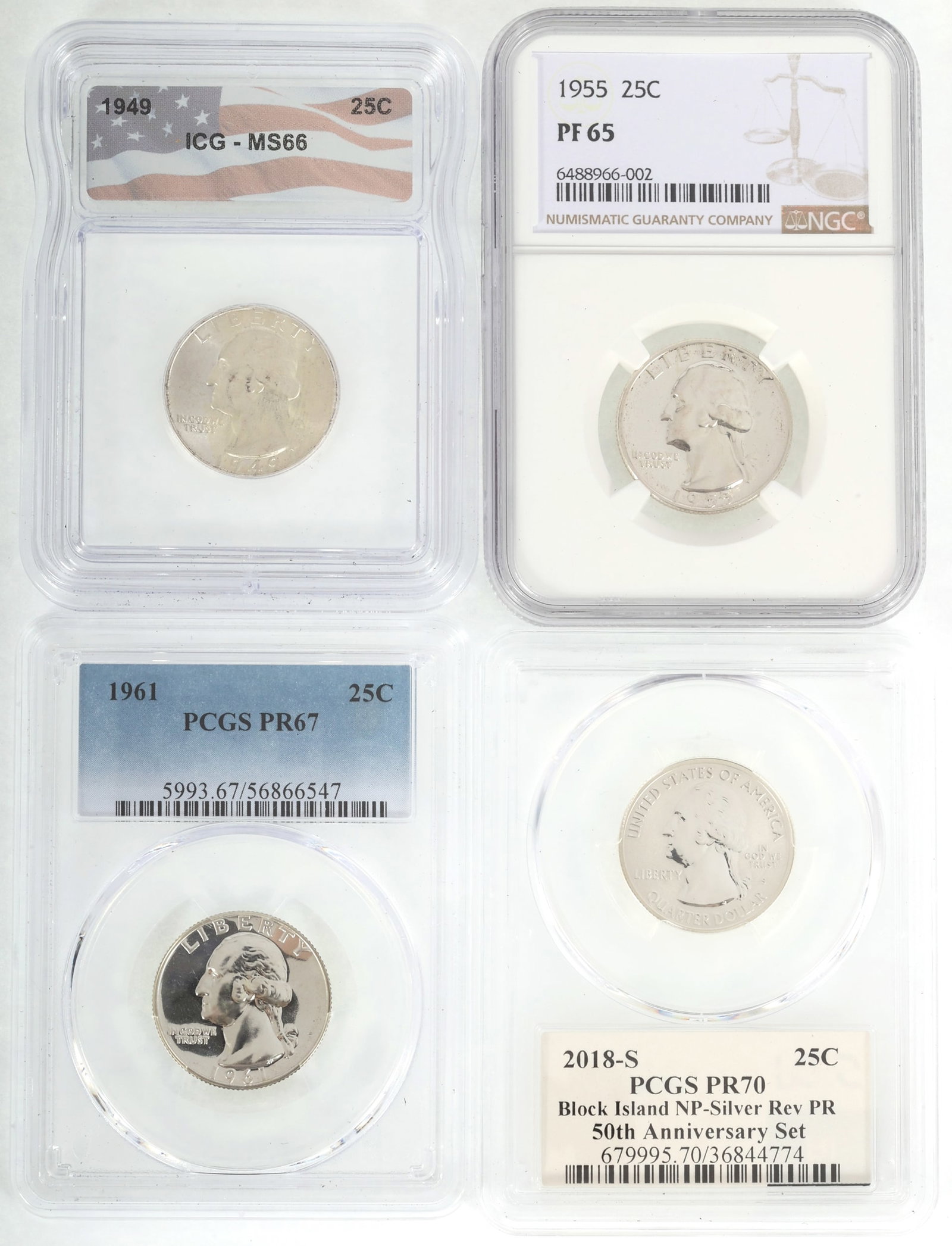 US SILVER 25C WASHINGTON QUARTERS ICG, NGC, PCGS (1 of 6)