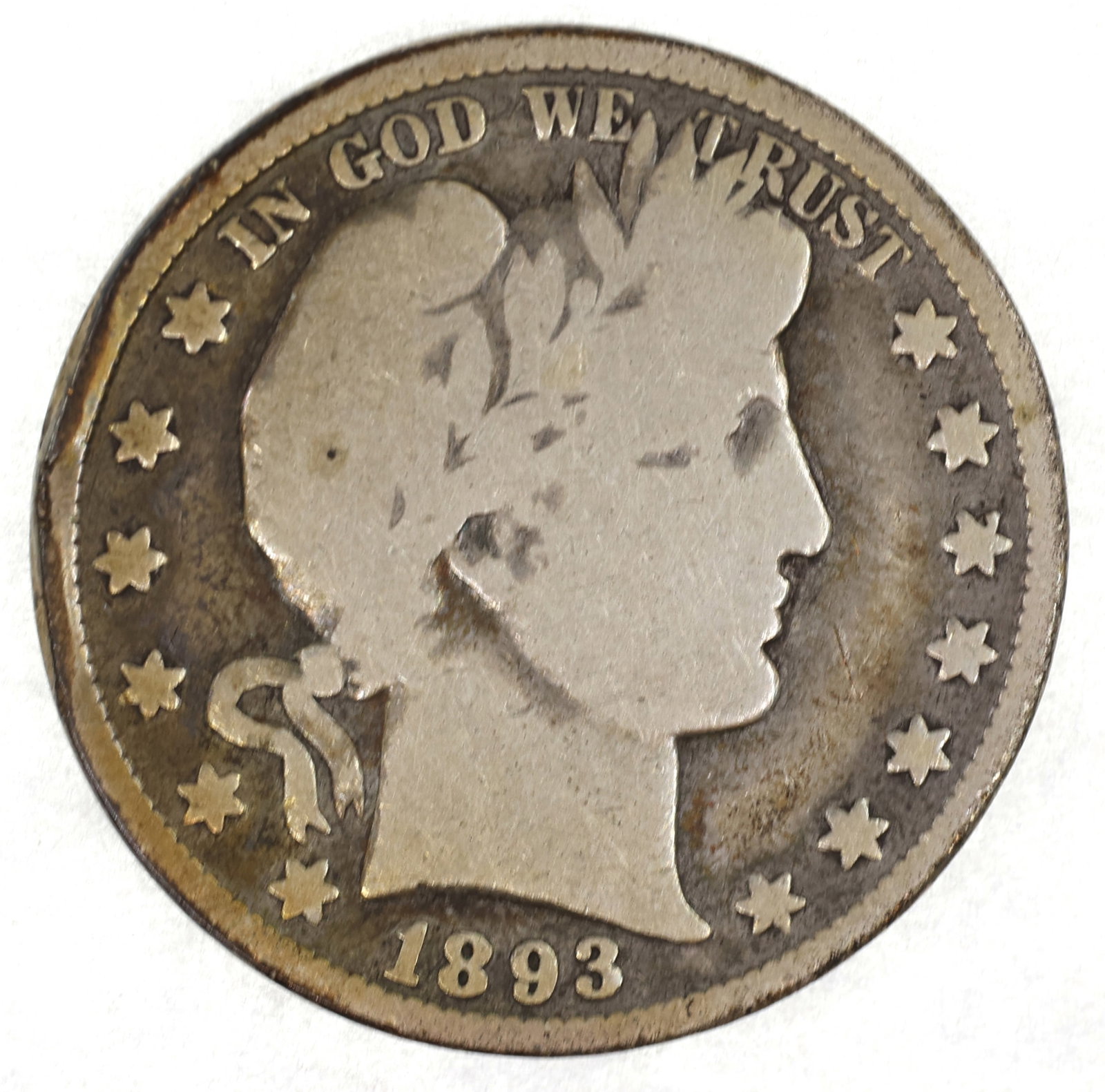 1893 US SILVER 50C BARBER HALF DOLLAR COIN: 1893 US SILVER 50C BARBER HALF DOLLAR COIN 1893 United States .900 silver 50c Barber Half Dollar. IMPORTANT NOTE - PLEASE READ: REGARDING OUR IN-HOUSE SHIPPING & INVOICING Shipping: Auctioneers 