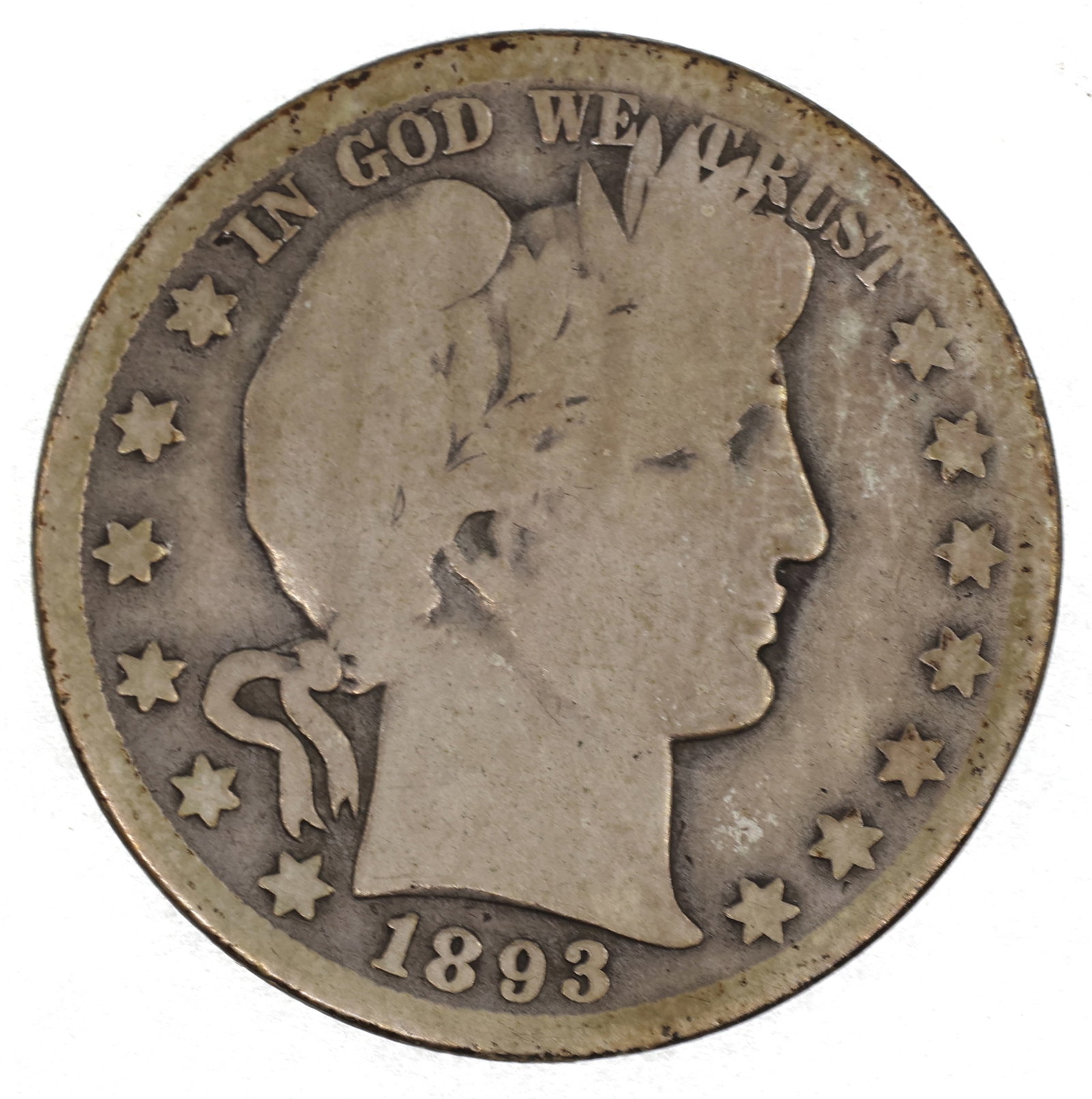 1893-O US SILVER 50C BARBER HALF DOLLAR COIN: 1893-O US SILVER 50C BARBER HALF DOLLAR COIN 1893-O United States .900 silver 50c Barber Half Dollar. IMPORTANT NOTE - PLEASE READ: REGARDING OUR IN-HOUSE SHIPPING & INVOICING Shipping: Auctioneers no