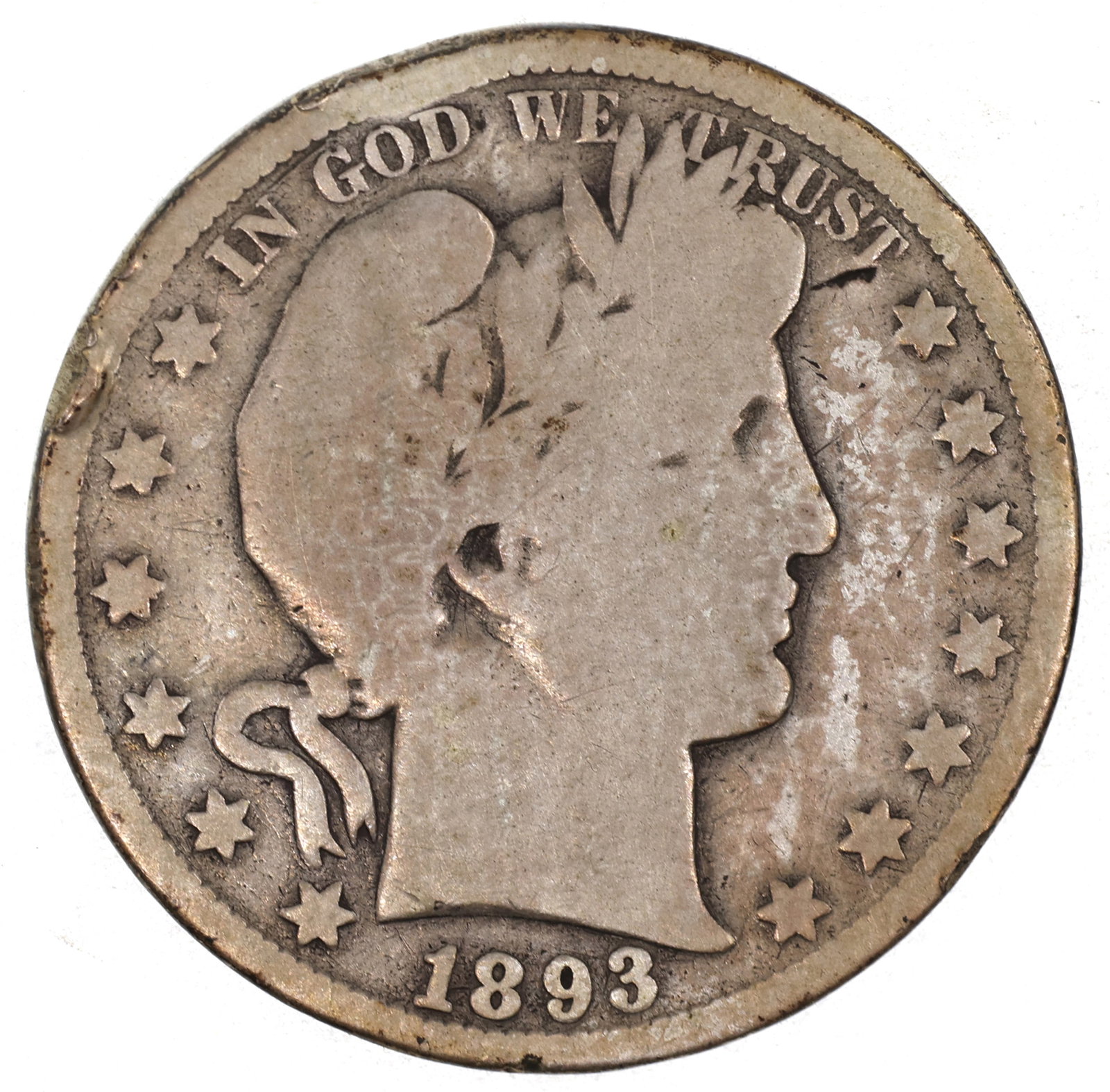 1893-S US SILVER BARBER 50C COIN BETTER DATE (1 of 2)