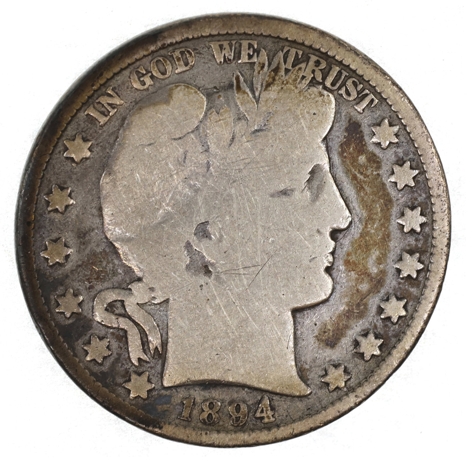 1894 US SILVER BARBER HALF DOLLAR 50C COIN (1 of 2)