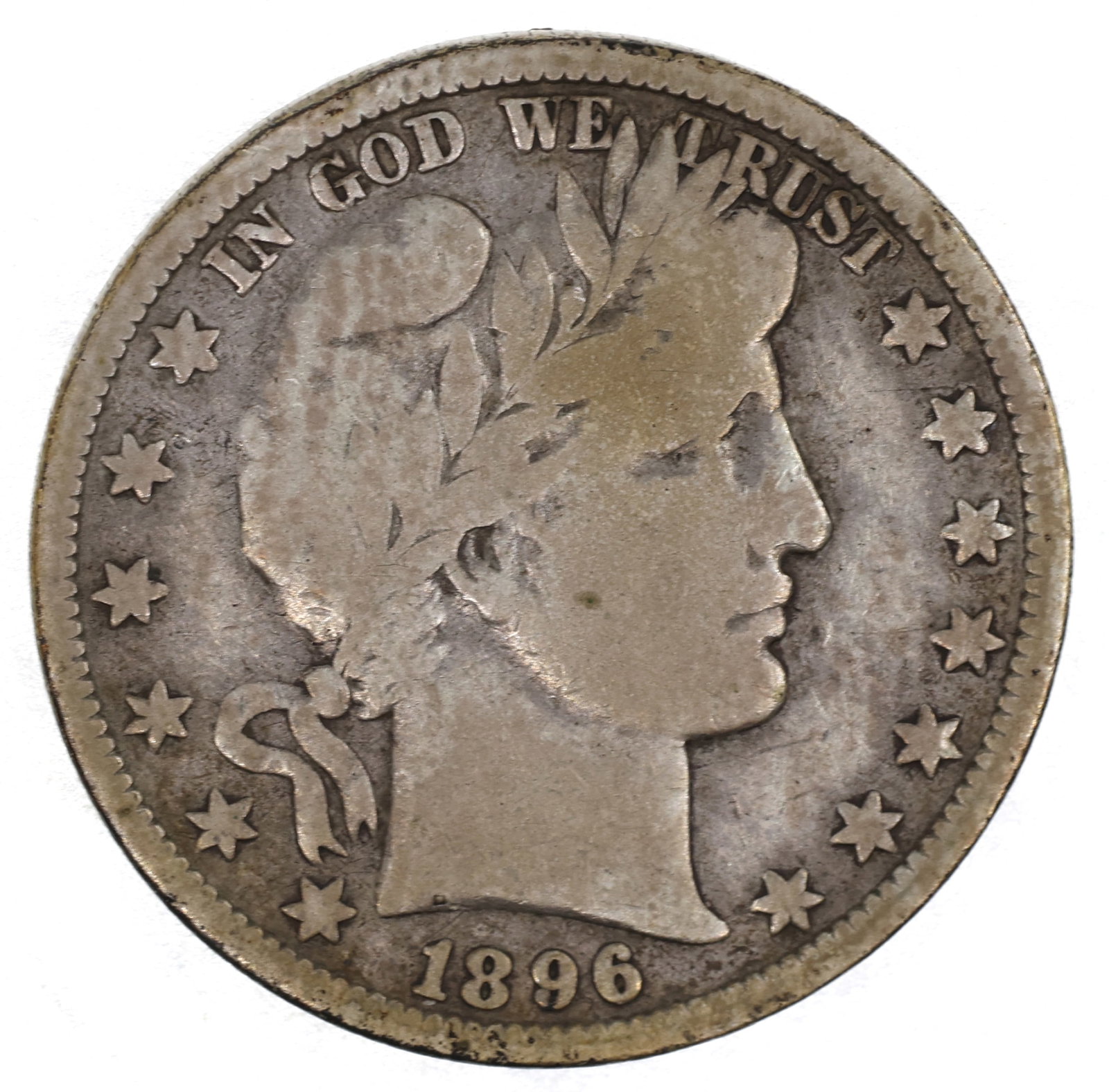 1896-O US SILVER 50C BARBER HALF DOLLAR COIN (1 of 2)