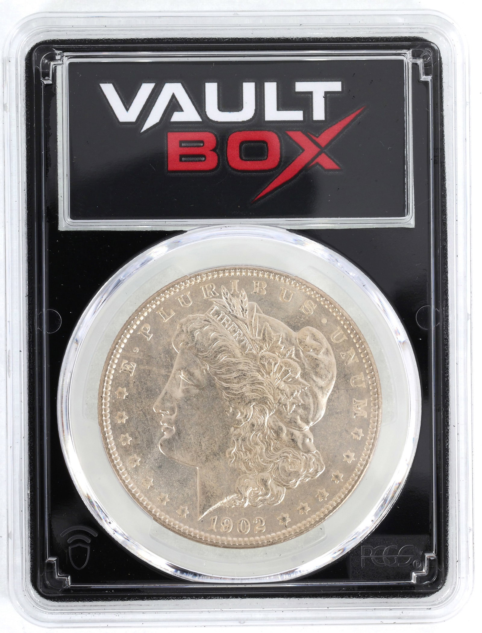1902 US SILVER MORGAN DOLLAR COIN PCGS MS65 VAULT BOX (1 of 2)