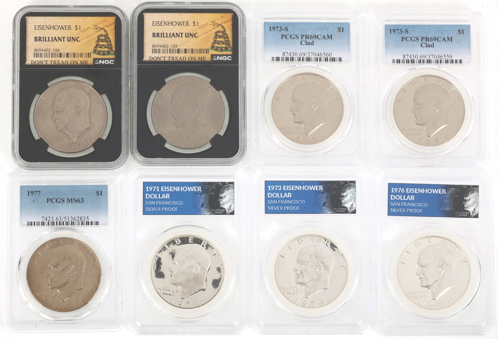 US 40% SILVER & CLAD $1 EISENHOWER $1 COINS NGC, PCGS (1 of 10)
