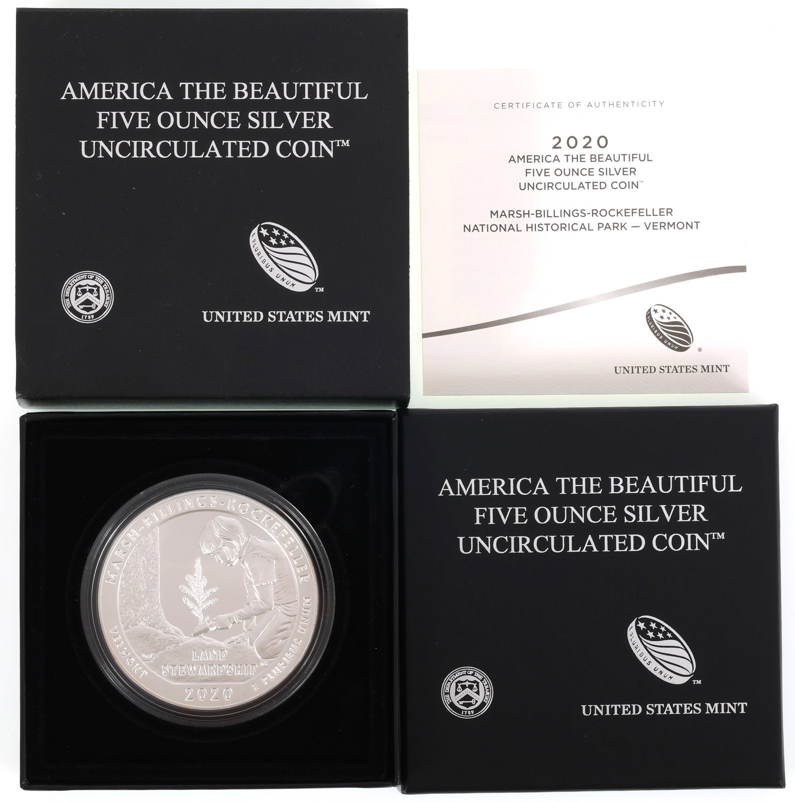 2020 US MINT SILVER 5 OZT VERMONT UNC COIN (1 of 4)