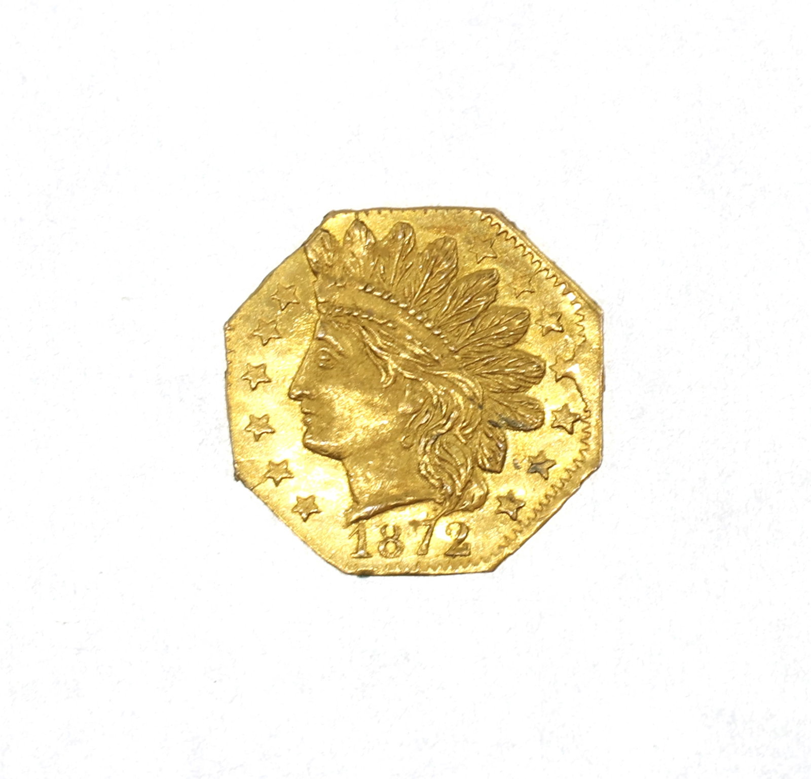 1872 US CALIFORNIA EMERGENCY GOLD 1/4 INDIAN HEAD AU (1 of 2)