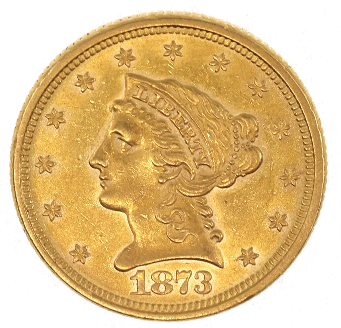 1873 US GOLD $2.50 LIBERTY HEAD QUARTER EAGLE MS: 1873 US GOLD $2.50 LIBERTY HEAD QUARTER EAGLE MS 1873 United States 90% gold $2.50 Liberty Head quarter Eagle coin, MS. IMPORTANT NOTE - PLEASE READ: REGARDING OUR IN-HOUSE SHIPPING & INVOICING 