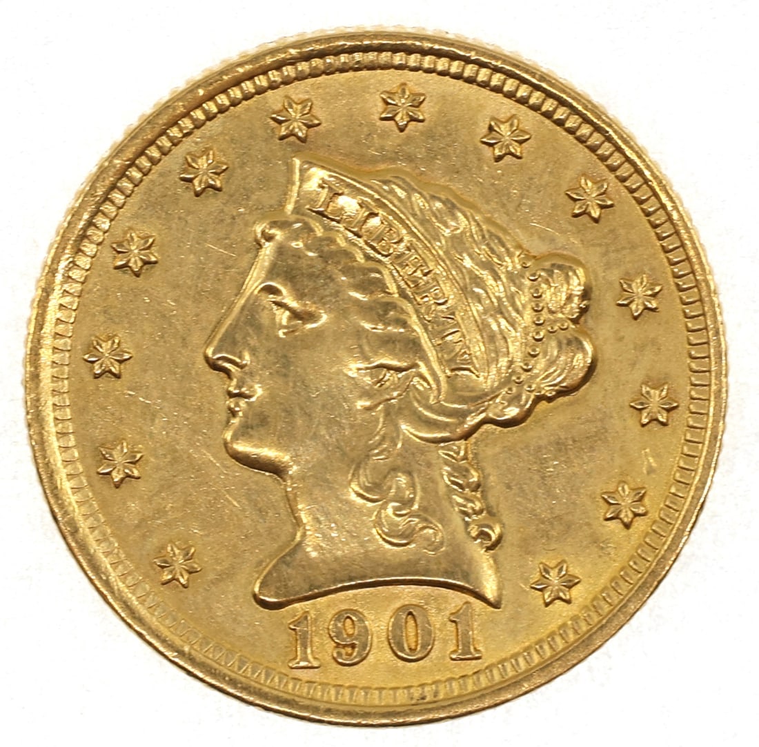 1901 US GOLD $2.50 LIBERTY HEAD QUARTER EAGLE COIN AU: 1901 US GOLD $2.50 LIBERTY HEAD QUARTER EAGLE COIN AU 1901 United States 90% gold $2.50 Liberty Head quarter Eagle, AU. IMPORTANT NOTE - PLEASE READ: REGARDING OUR IN-HOUSE SHIPPING & INVOICING 