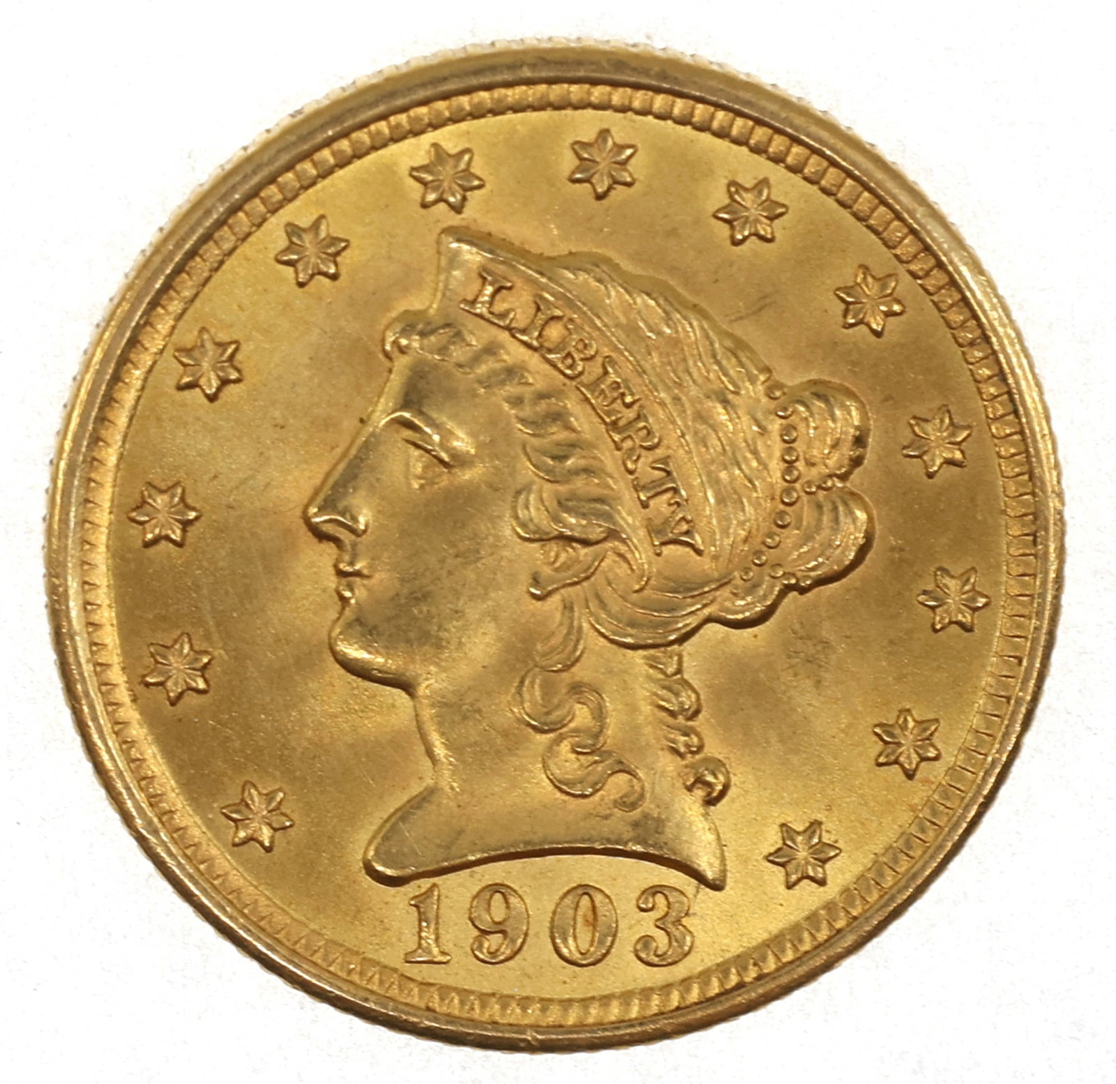 1903 US GOLD $2.50 LIBERTY HEAD QUARTER EAGLE COIN MS: 1903 US GOLD $2.50 LIBERTY HEAD QUARTER EAGLE COIN MS 1903 United States 90% gold $2.50 Liberty Head quarter Eagle, MS. IMPORTANT NOTE - PLEASE READ: REGARDING OUR IN-HOUSE SHIPPING & INVOICING 