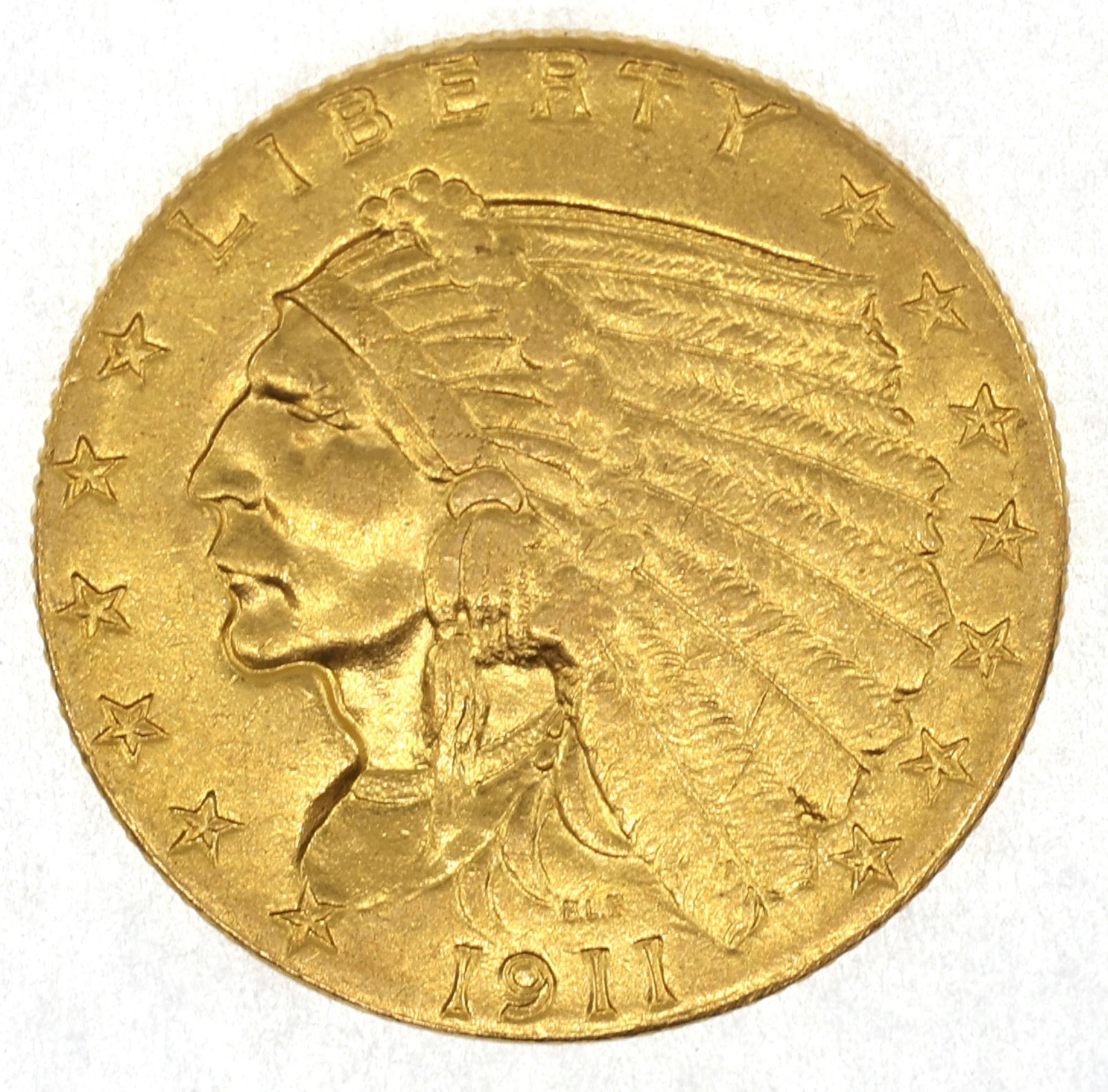 1911 US GOLD $2.50 INDIAN HEAD QUARTER EAGLE COIN AU+ (1 of 2)