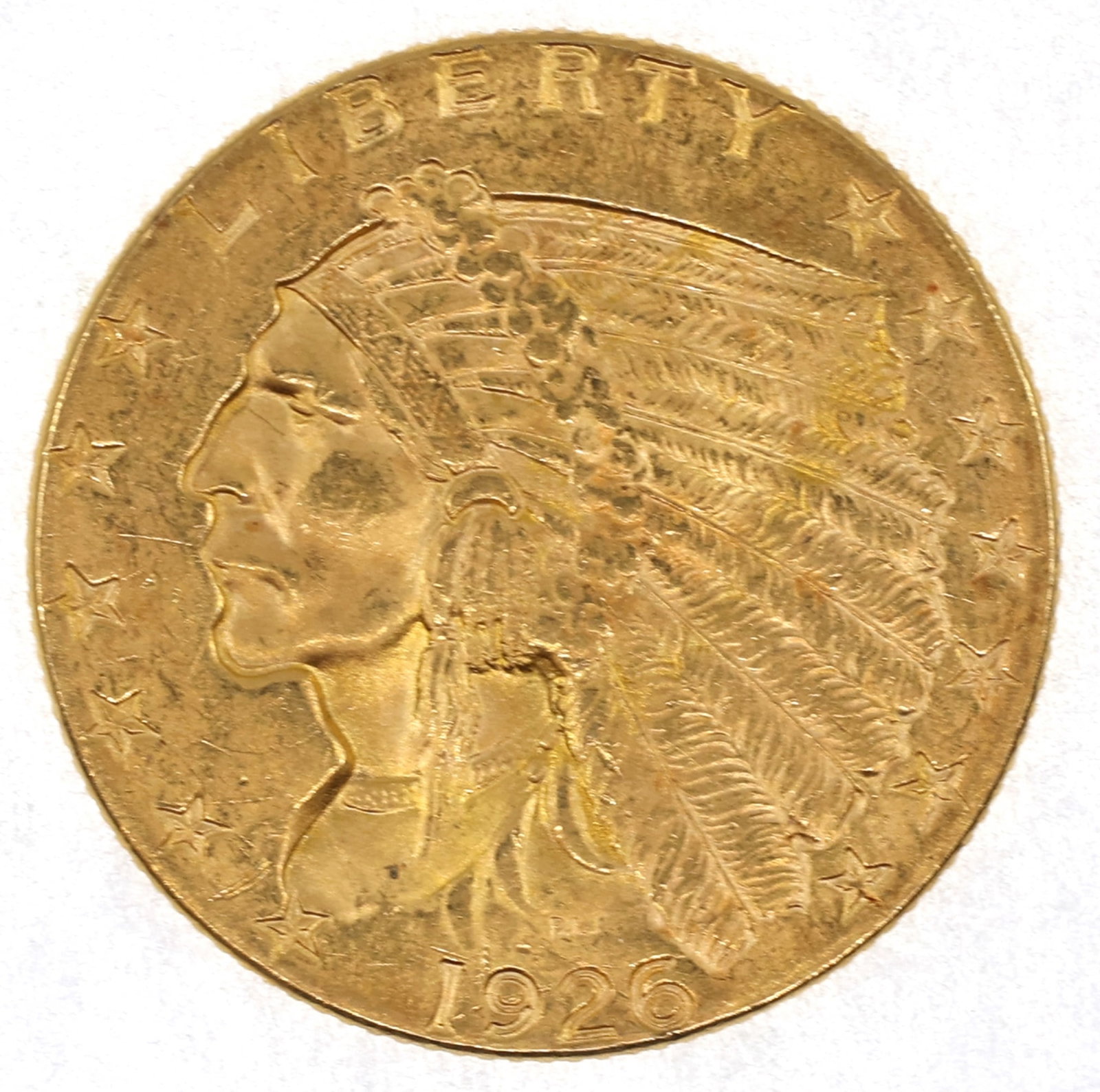 1926 US GOLD $2.50 INDIAN HEAD QUARTER EAGLE COIN AU+ (1 of 2)