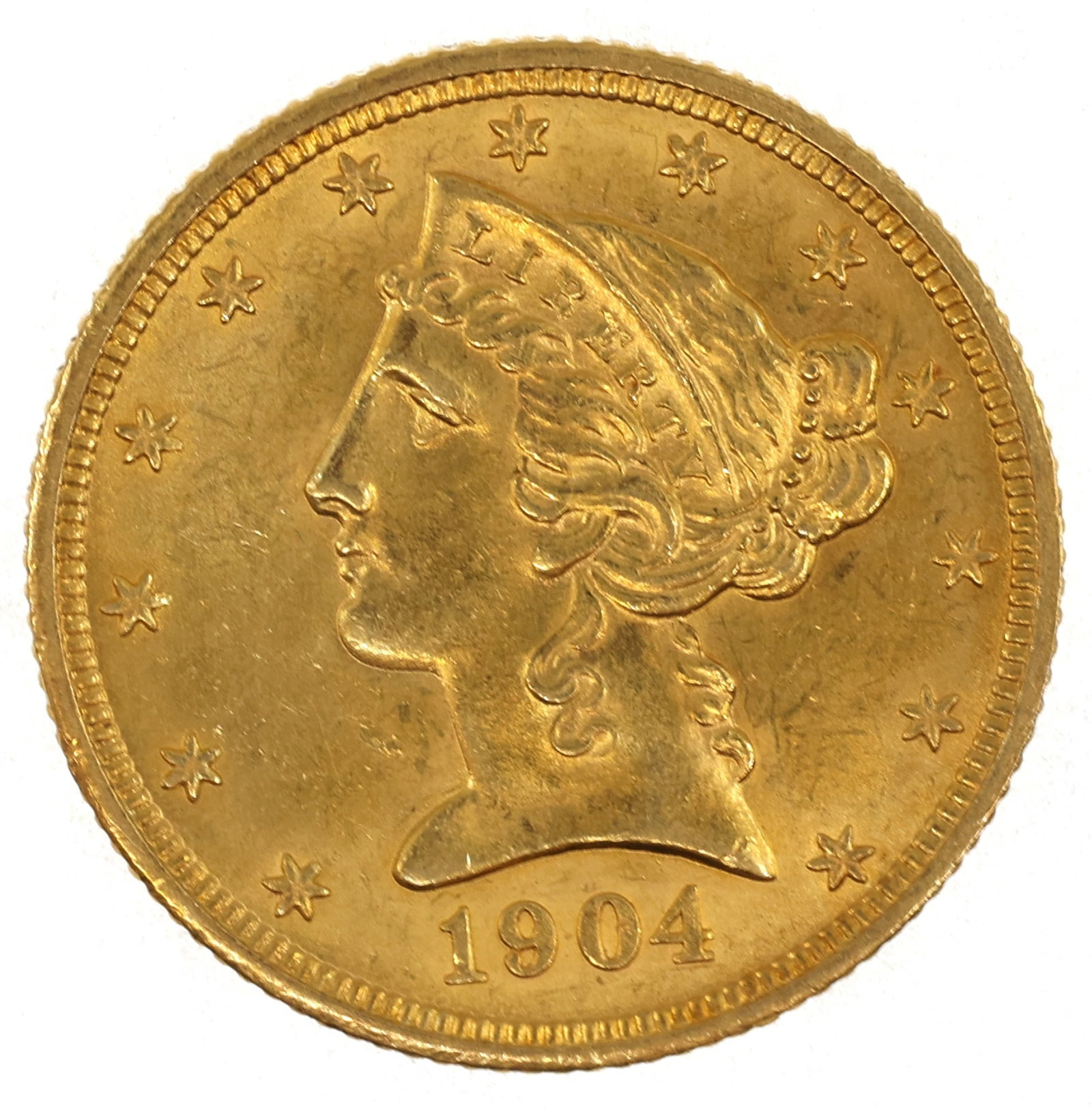 1904 US GOLD $5 LIBERTY HEAD HALF EAGLE COIN MS (1 of 2)