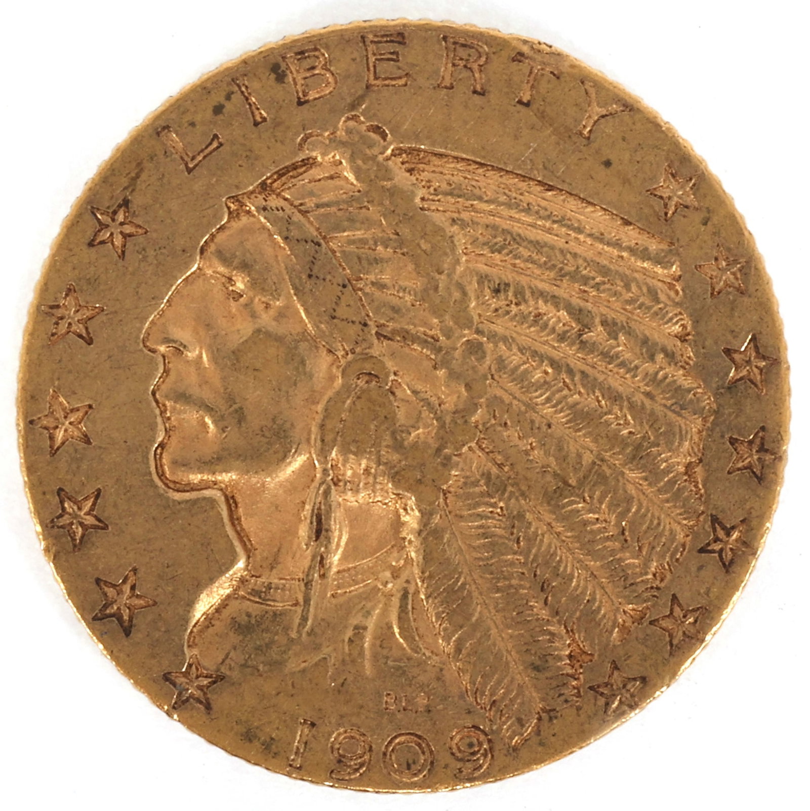 1909 US GOLD $5 INDIAN HEAD HALF EAGLE COIN AU (1 of 2)