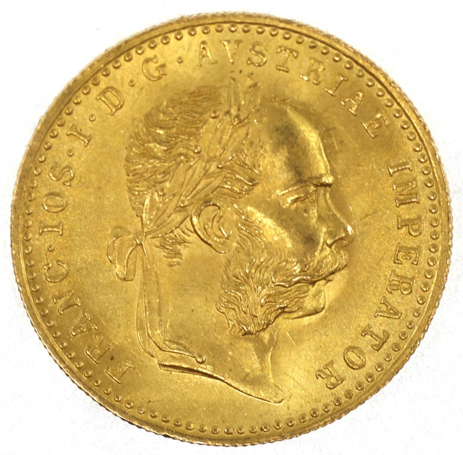 1915 AUSTRIAN .986 GOLD 1 DUCAT RESTRIKE COIN AU+ (1 of 2)