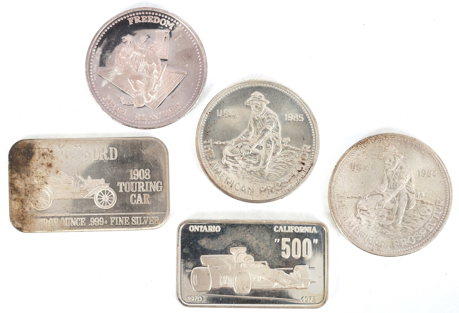 SILVER 1 OZT BULLION ROUNDS & INGOTS - LOT OF 5 (1 of 2)