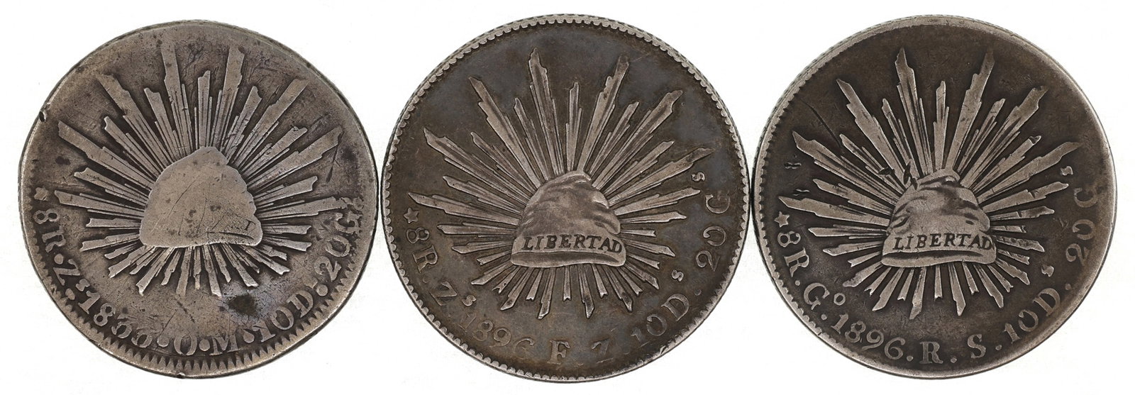 1833-1896 MEXICAN .903 SILVER 8 REALES COINS (1 of 2)