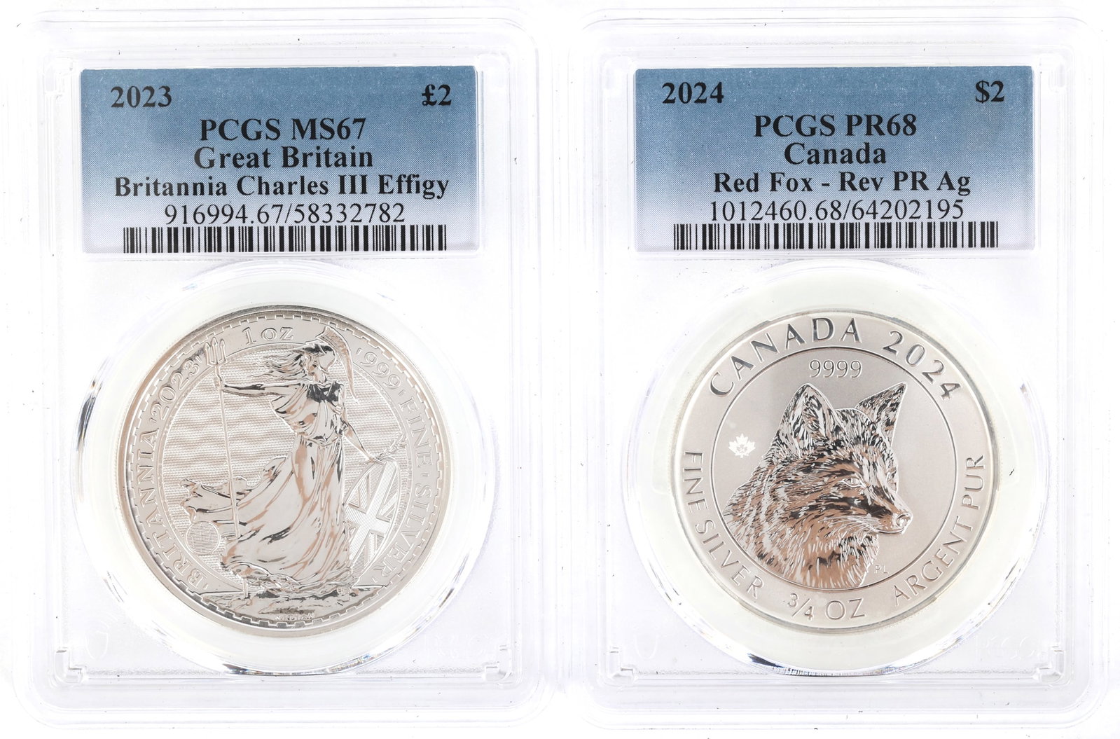 2023-2024 CANADA & GREAT BRITAIN SILVER $2 COINS PCGS (1 of 2)