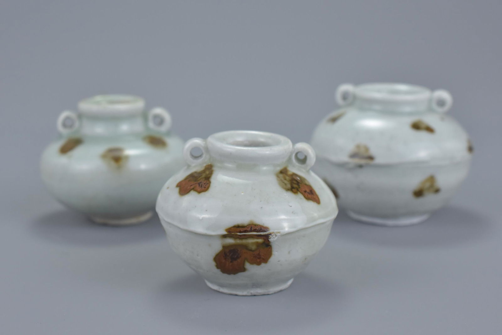 Three Chinese Yuan dynasty white glazed porcelain jars (1 of 5)