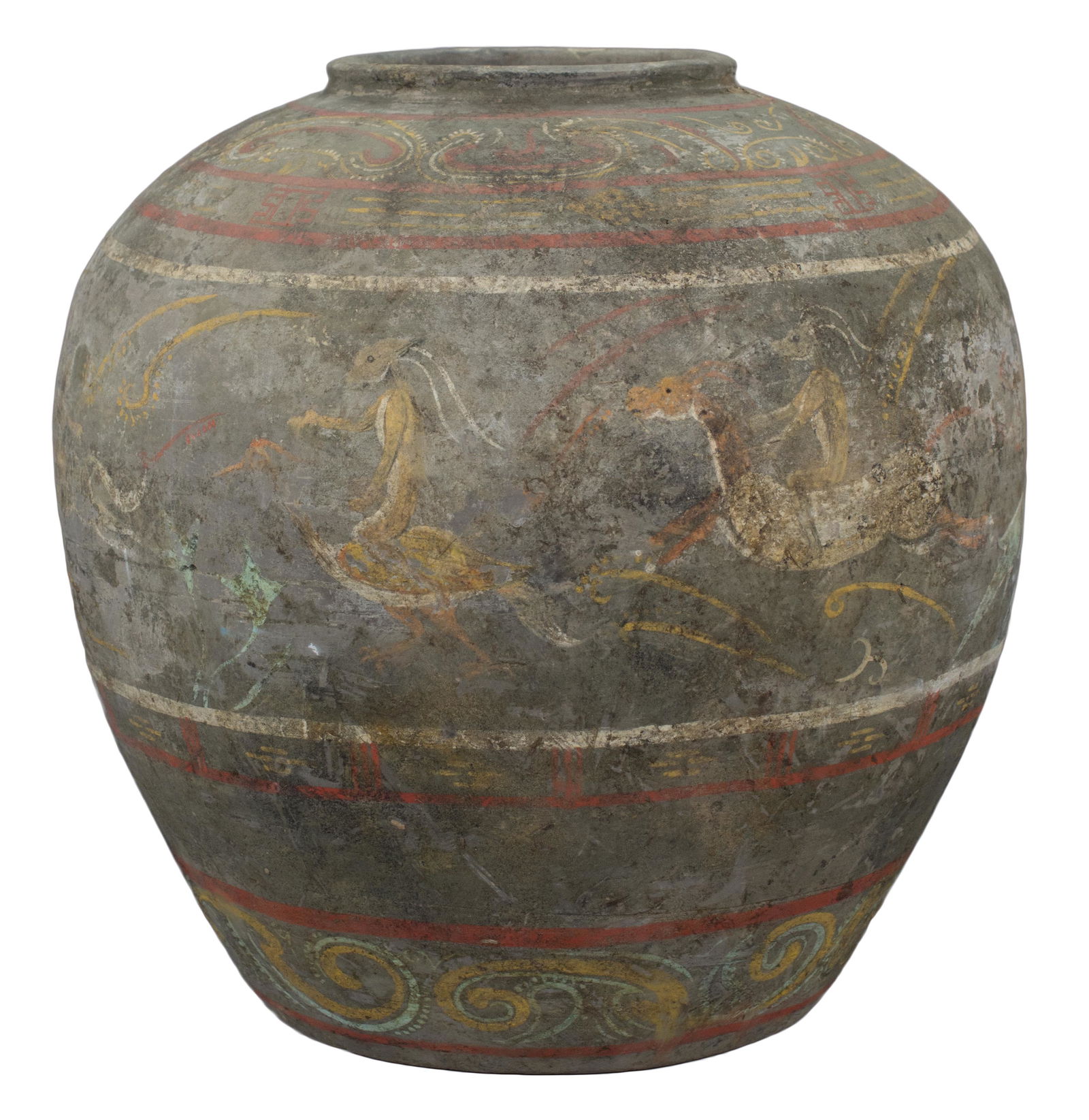A Large & Rare Chinese Han Dynasty Painted Pottery Jar (1 of 9)