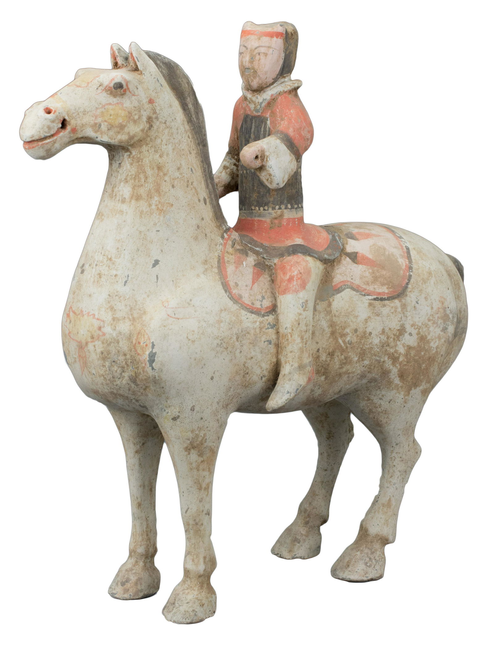 A Chinese Han Dynasty Painted Pottery Horse & Rider (1 of 10)