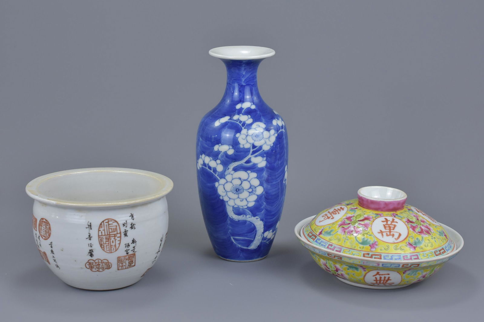 A Chinese 19th C. blue and white porcelain bottle vase (1 of 4)
