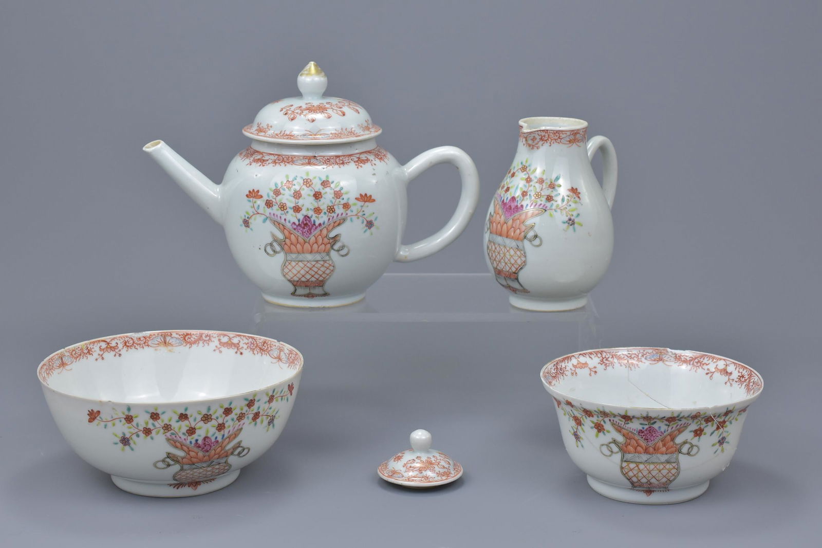 Chinese 18th C. Famille rose porcelain items to include (1 of 5)
