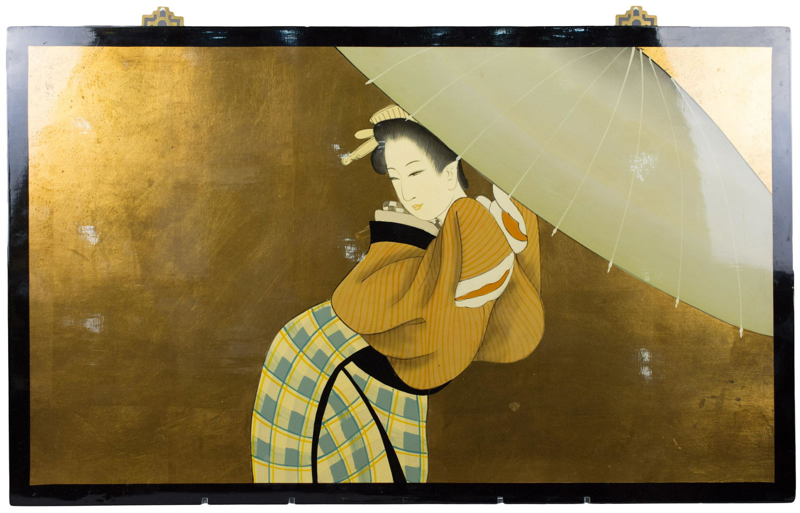 A large Japanese vintage gold leaf and painted lacquer (1 of 6)