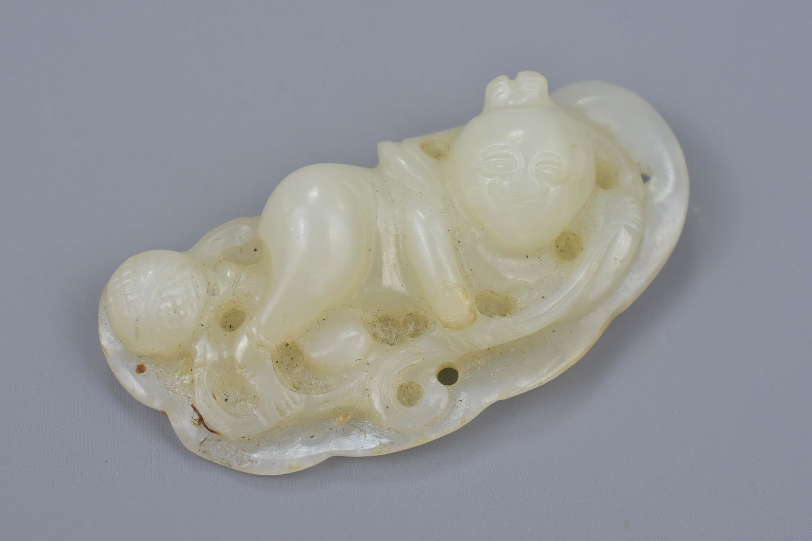 Chinese 19th century carved celadon jade pendant in the (1 of 6)