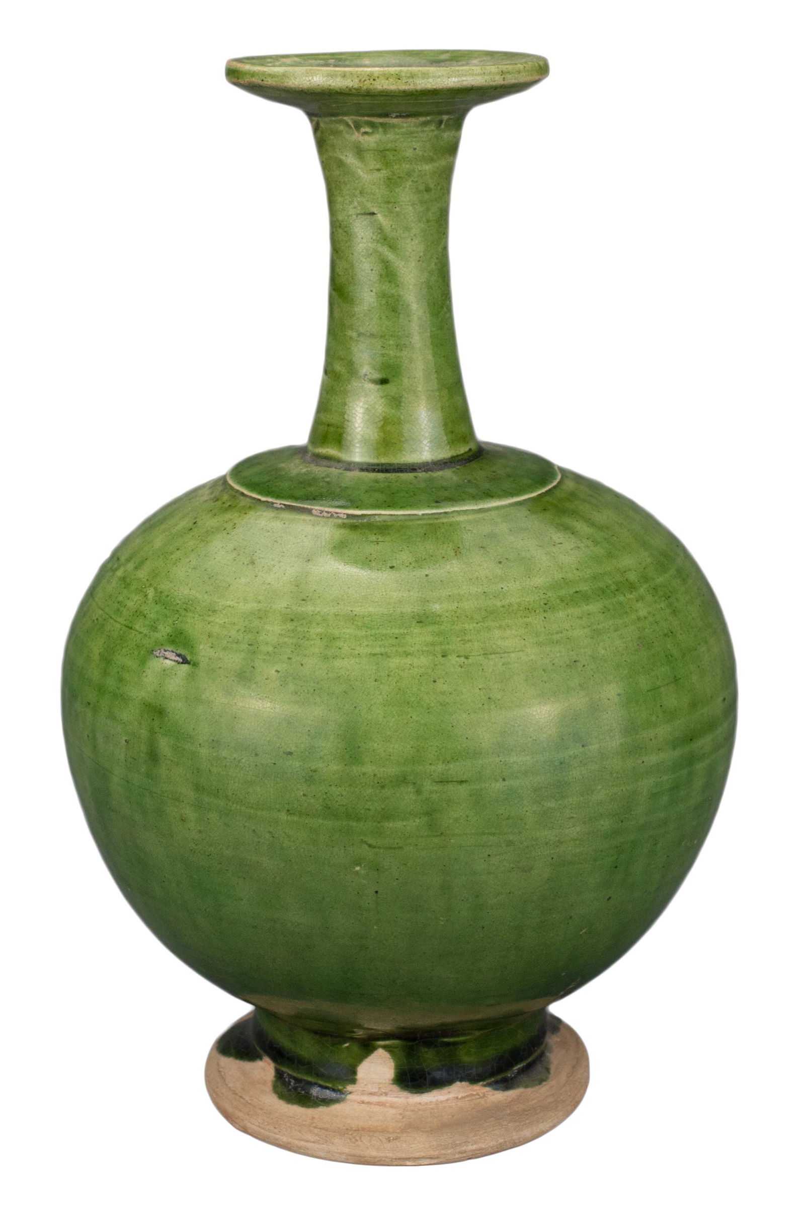 CHINESE GREEN-GLAZED BOTTLE VASE, TANG DYNASTY (1 of 7)