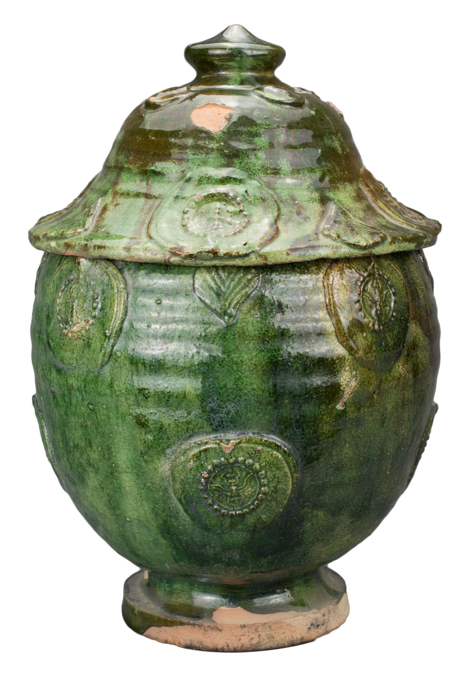 LARGE CHINESE SONG / YUAN DYNASTY GLAZED BUDDHIST JAR (1 of 6)