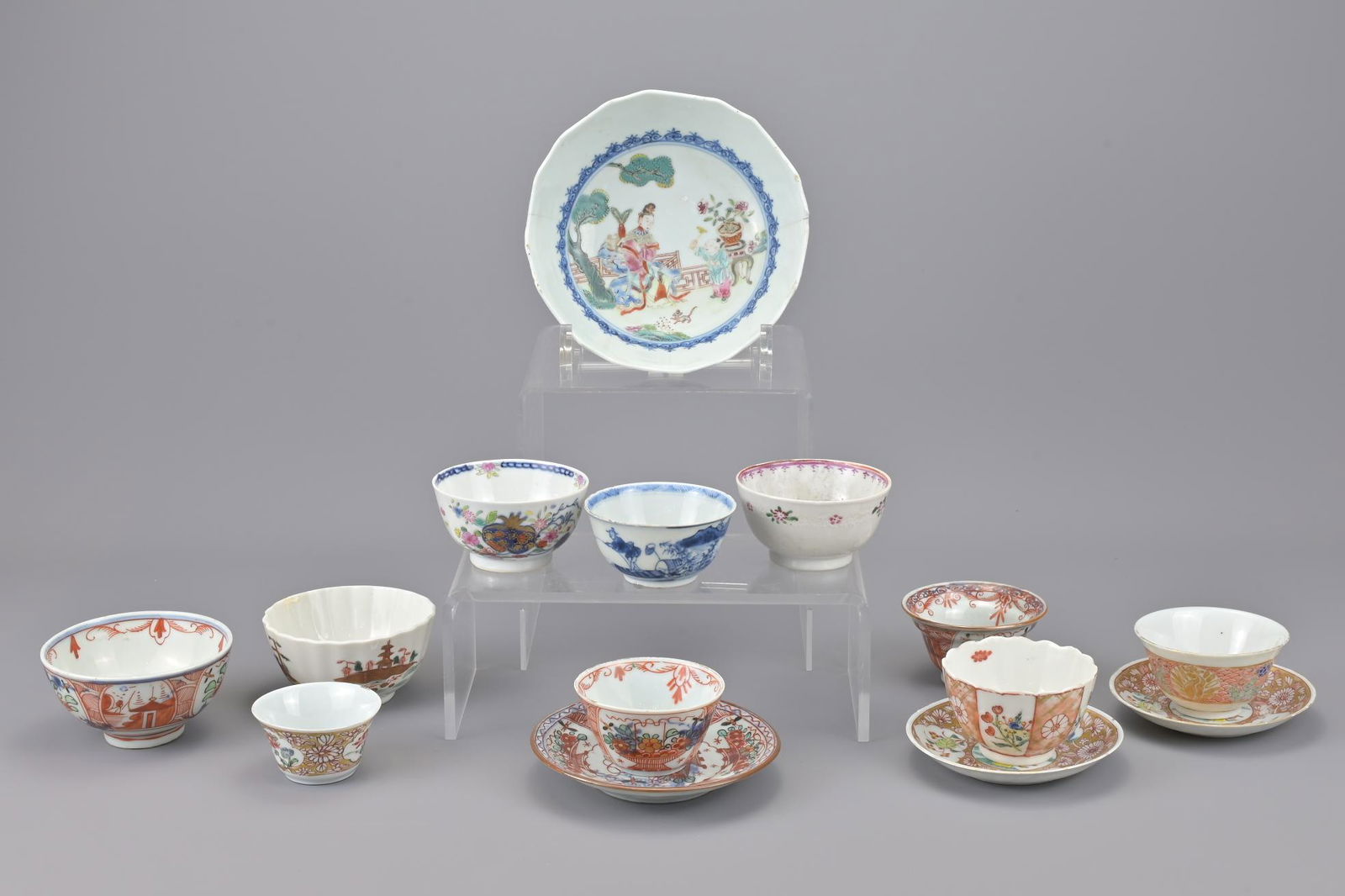 Chinese porcelain tea cups and saucers. 14 pieces in (1 of 5)