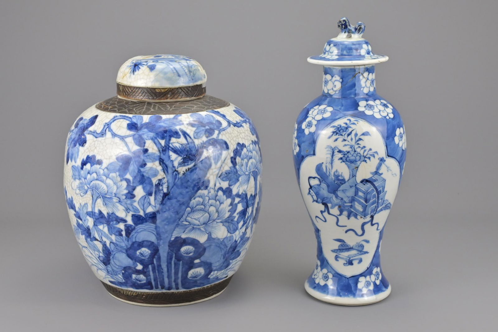 Chinese blue and white porcelain ginger jar together (1 of 4)