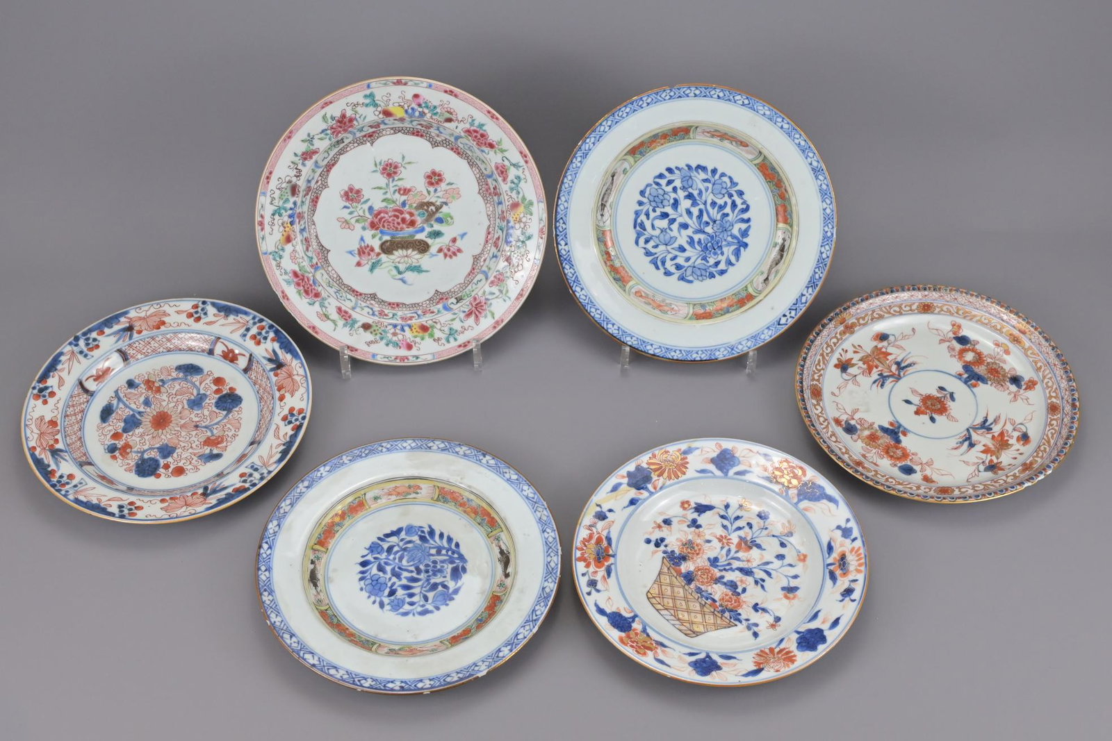 Six chinese famille rose export porcelain plates. 18th (1 of 7)