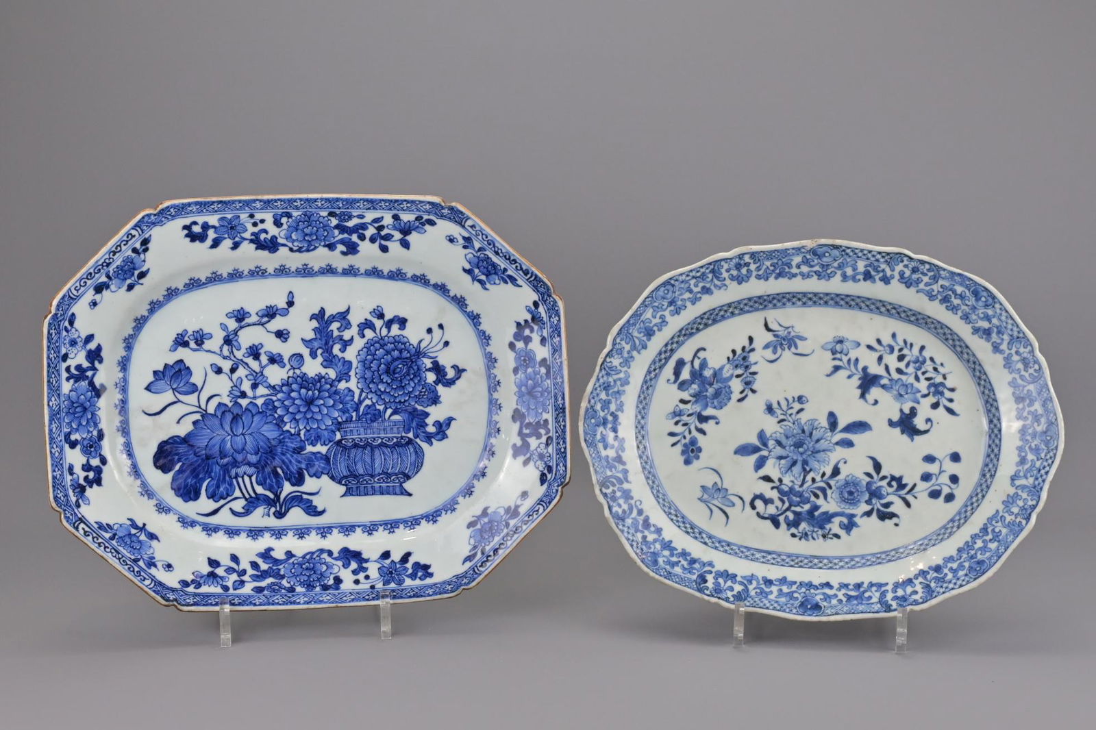 Two chinese blue and white porcelain platters. larger (1 of 4)
