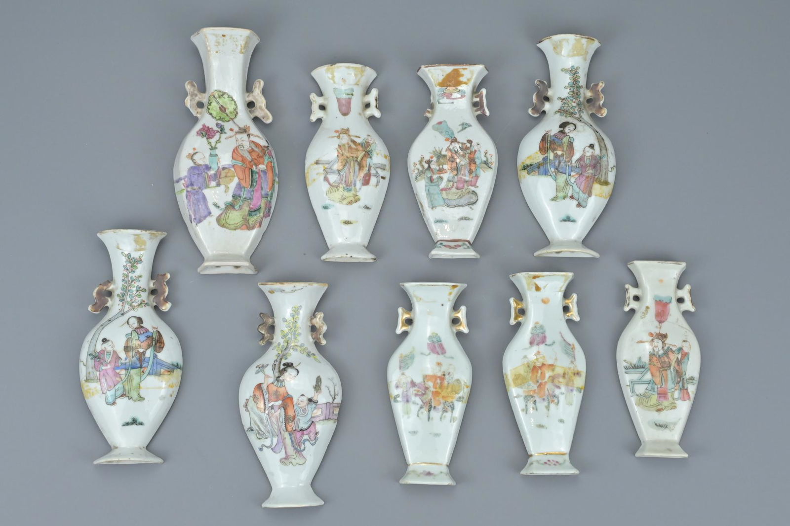 Nine 19th century chinese famille rose porcelain wall (1 of 8)