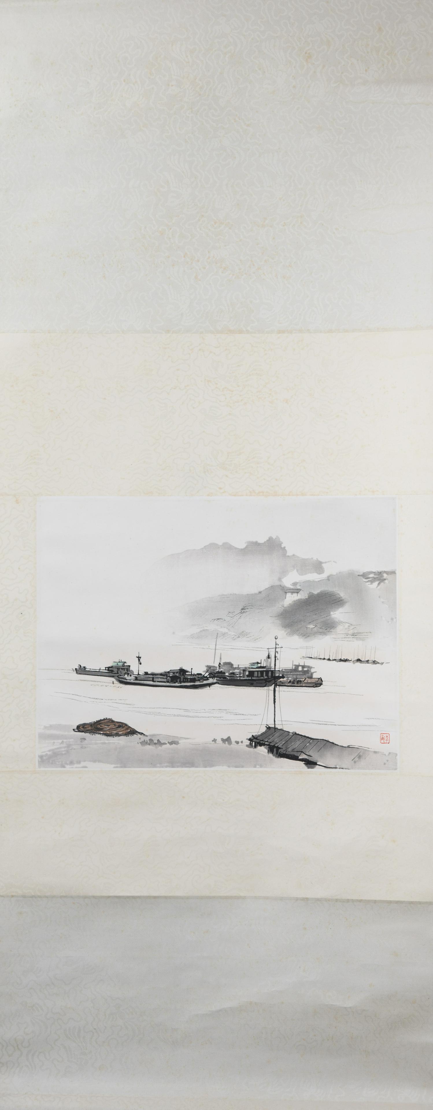 A chinese print of a landscape watercolour painting on (1 of 9)