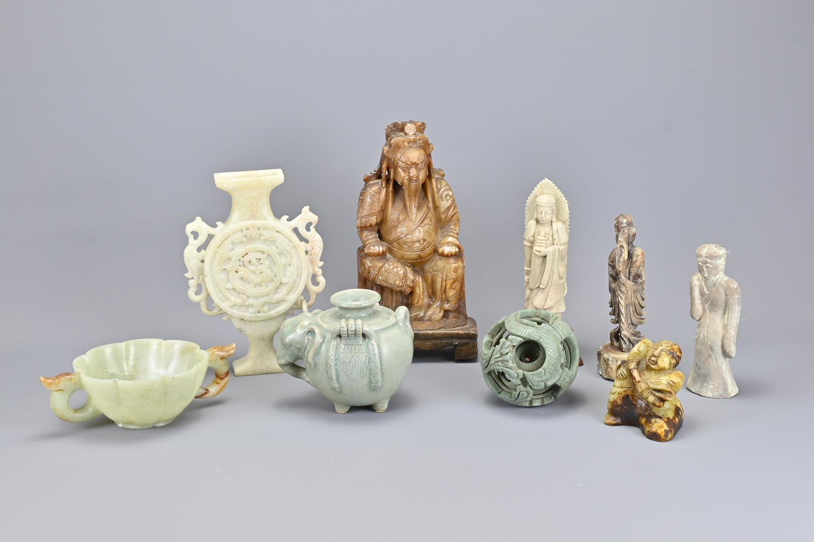 Nine Various Chinese Stone Carvings (1 of 2)