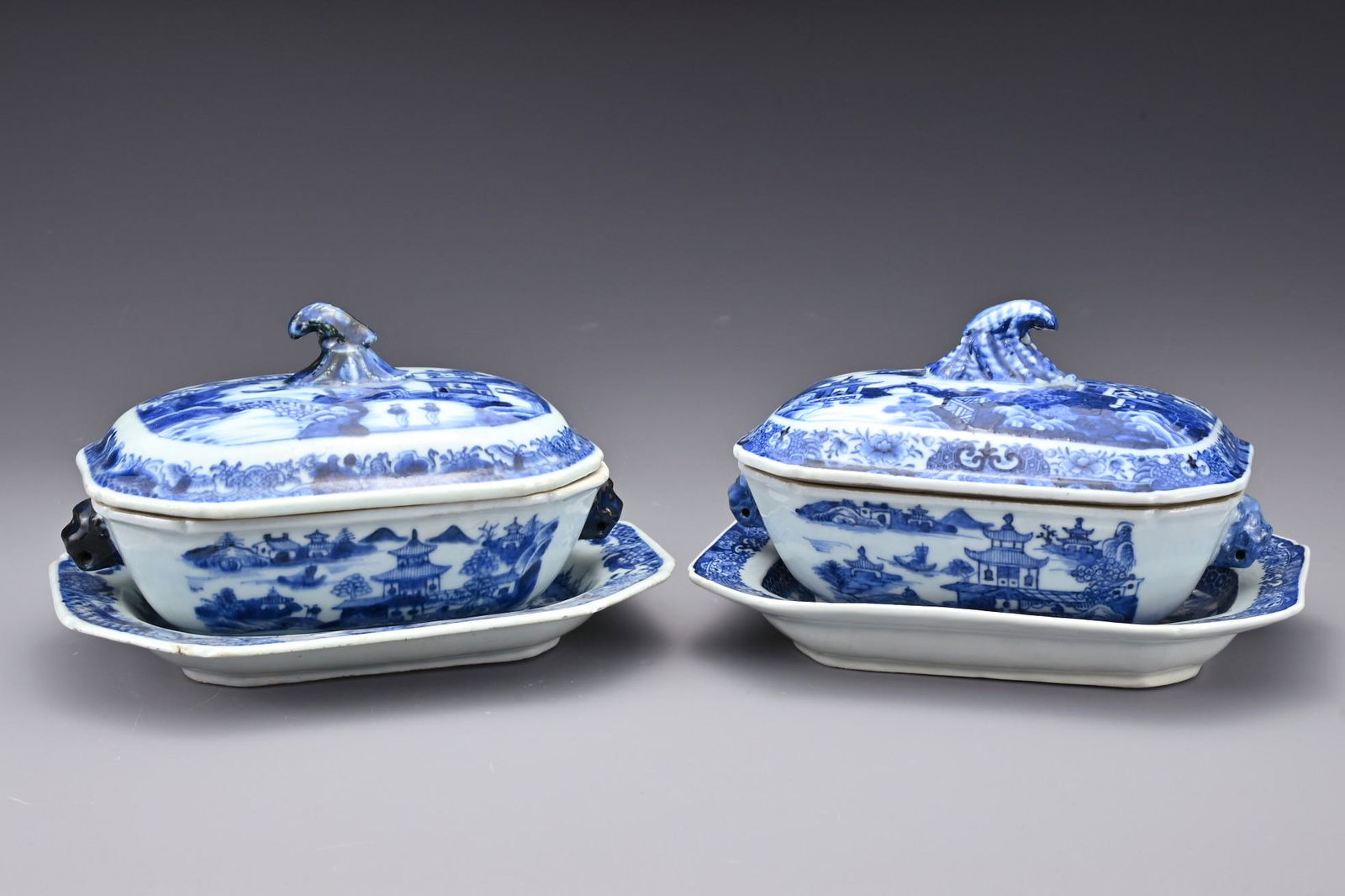 A pair of Chinese 18th Century blue and white porcelain (1 of 4)