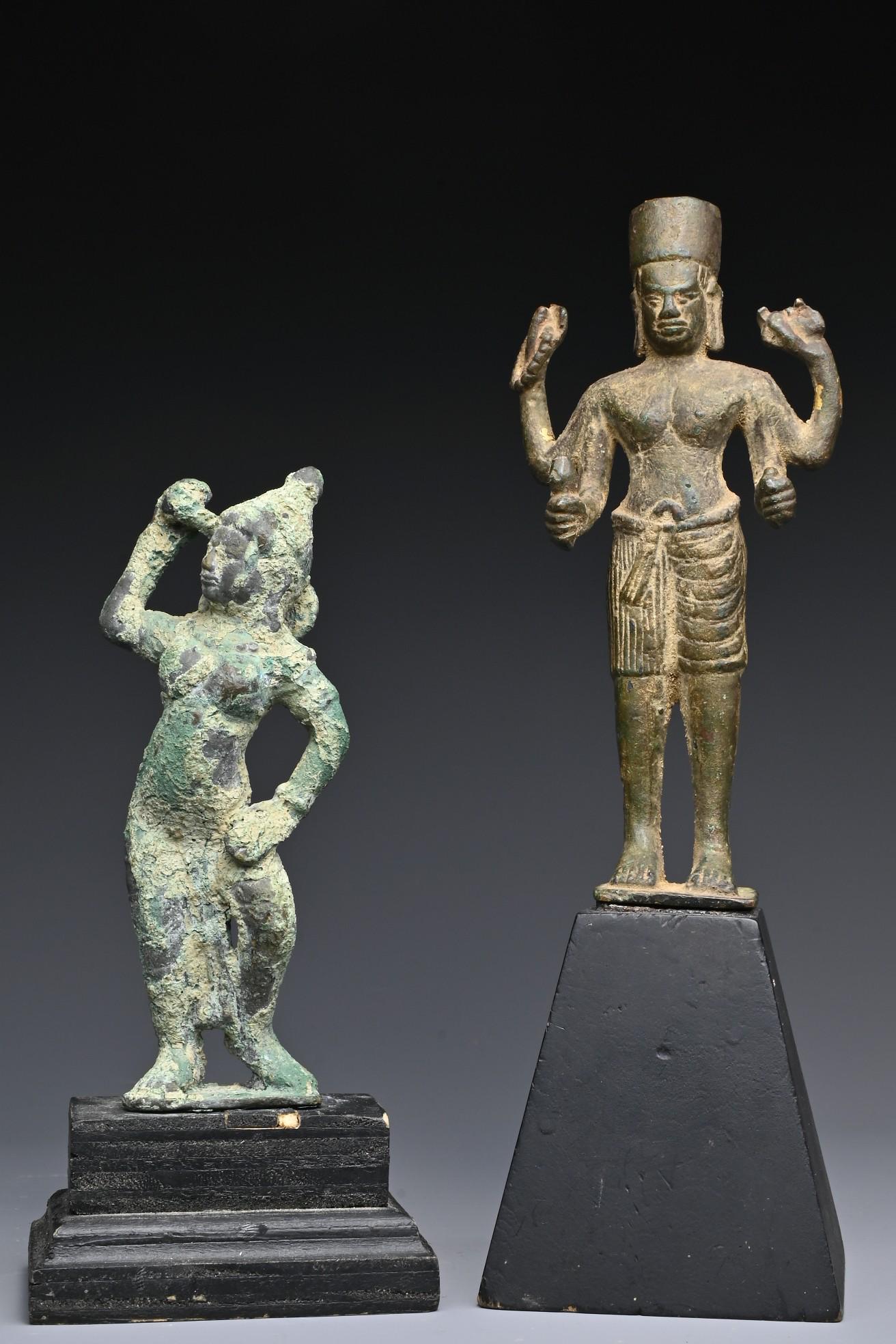 Two Southeast Asian bronze figures. One four-armed (1 of 11)