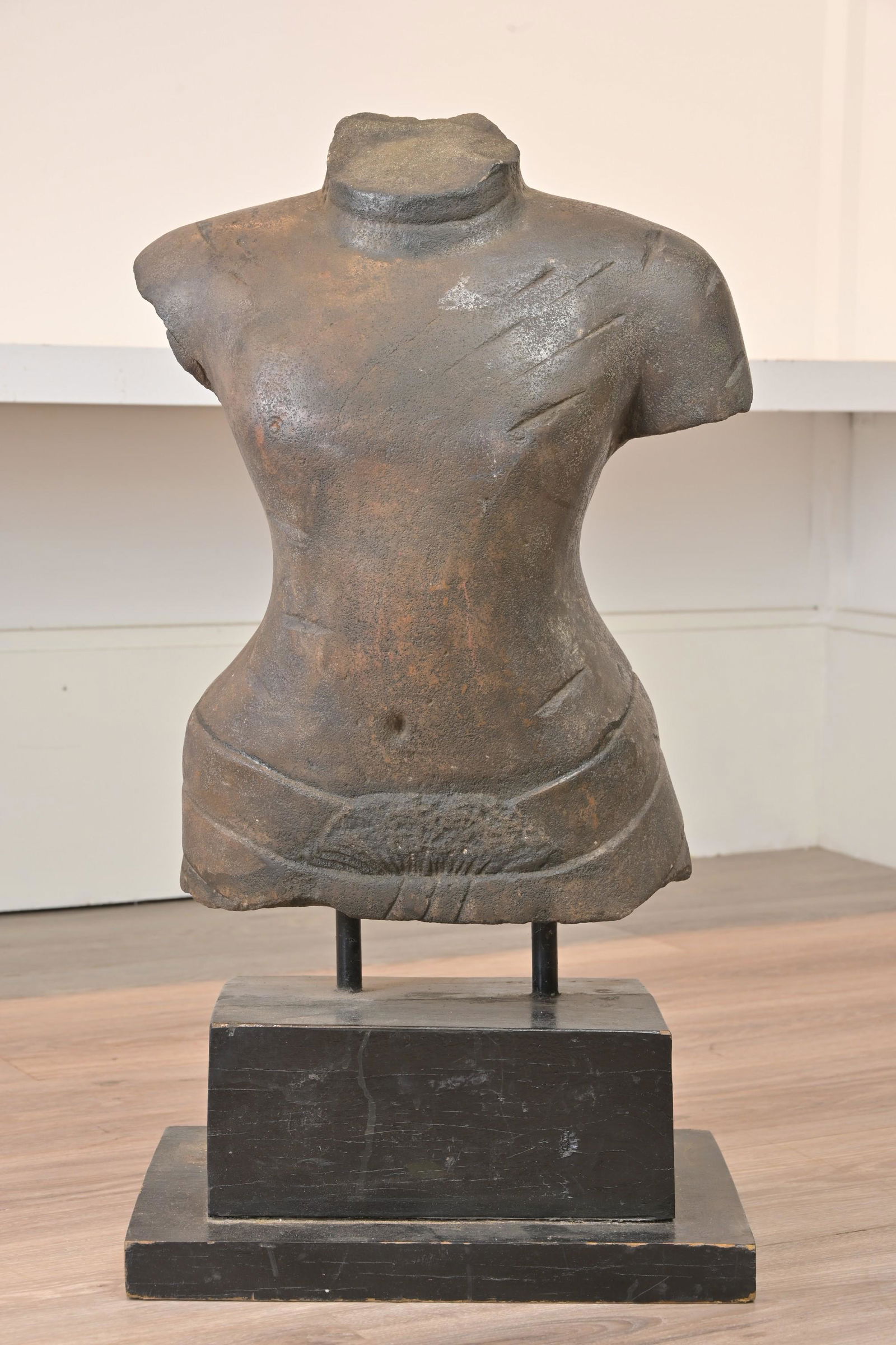 A CAMBODIAN KHMER STYLE STONE TORSO (1 of 6)