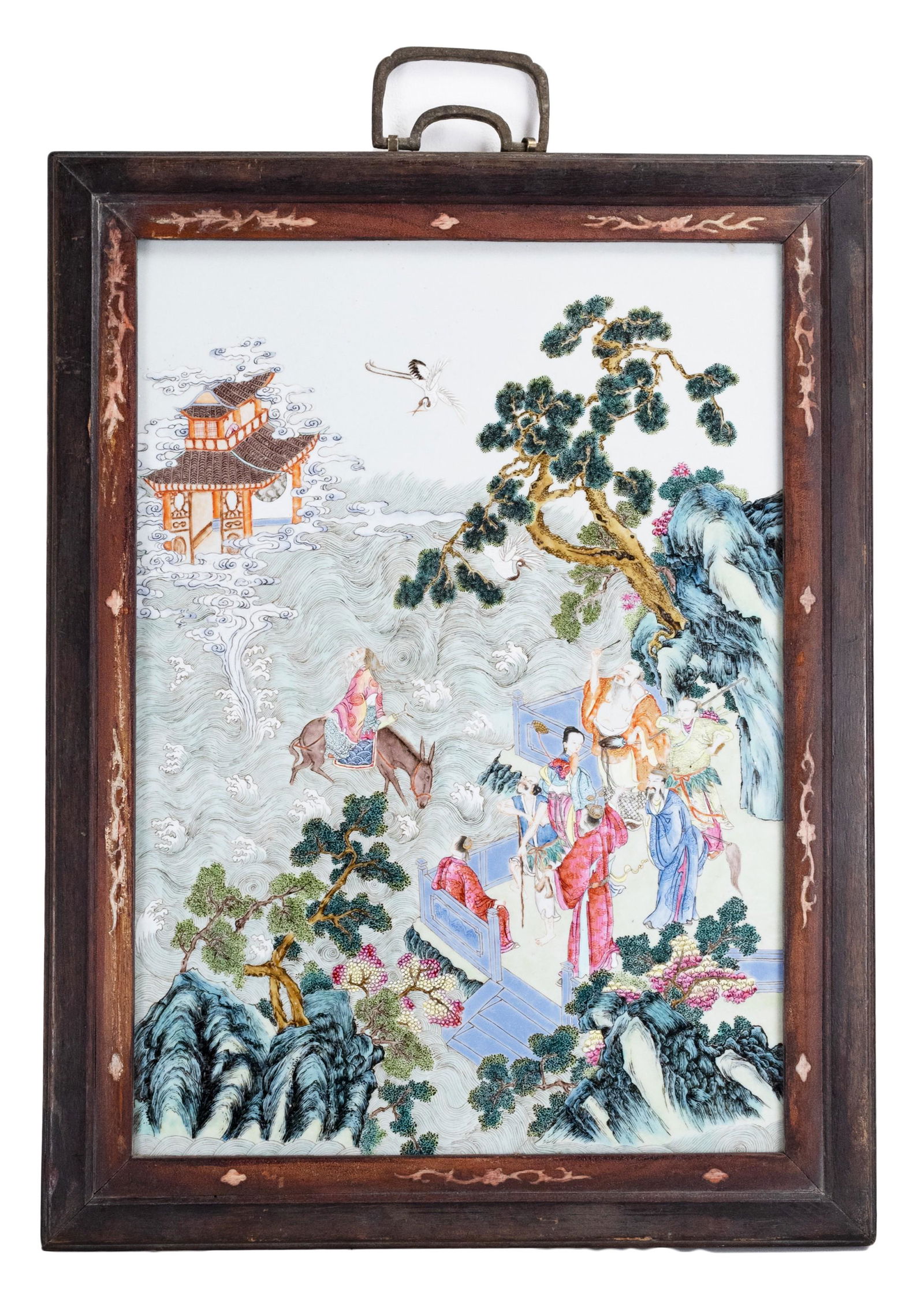 A CHINESE FRAMED PORCELAIN TILE, 19TH CENTURY (1 of 9)