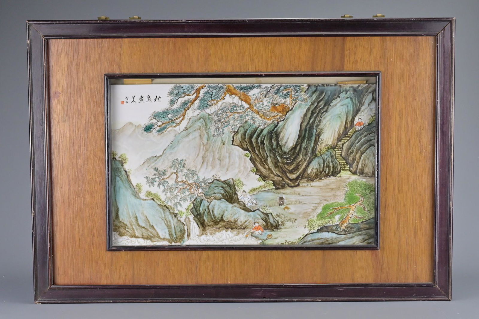 A CHINESE FRAMED PORCELAIN TILE, 20TH CENTURY (1 of 6)