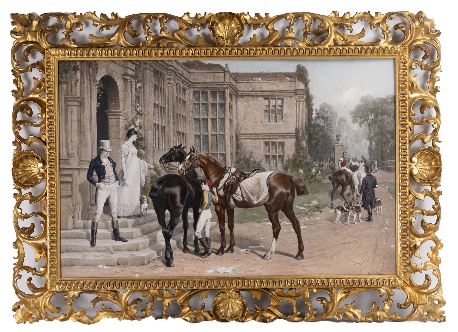 A FLORENTINE CARVED WOOD FRAME WITH PRINT AFTER S (1 of 13)