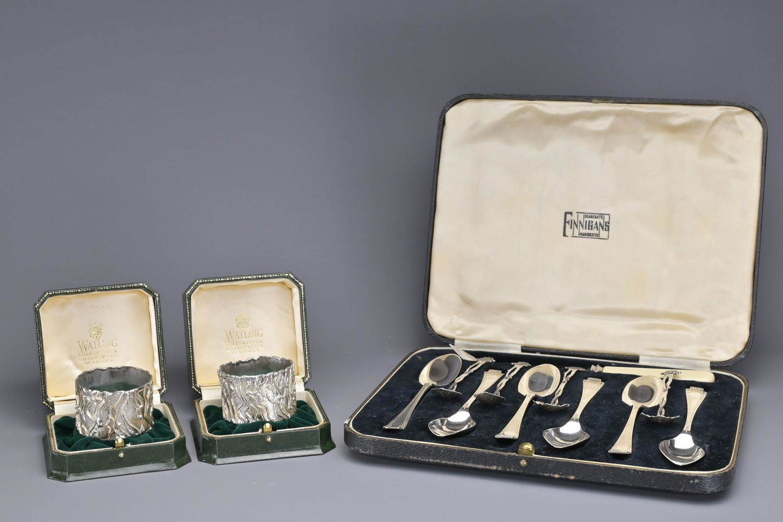SILVER HALLMARKED CUTLERY AND NAPKIN RINGS WITH SPOONS (1 of 4)